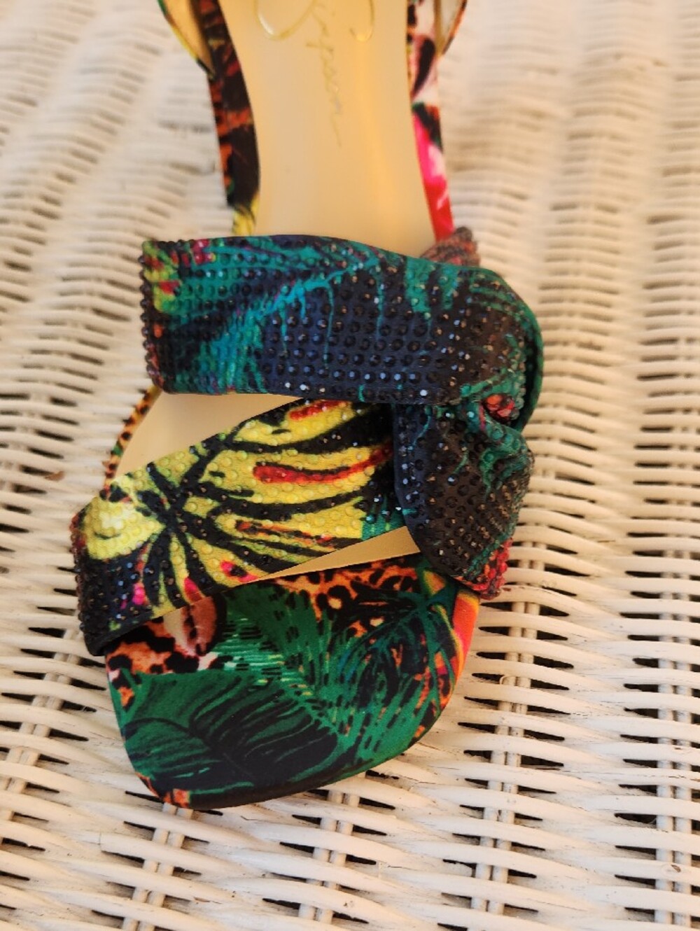 New Jessica Simpson Multicolor Tropical Knot Heels Sz 7.5 - Picture 5 of 10